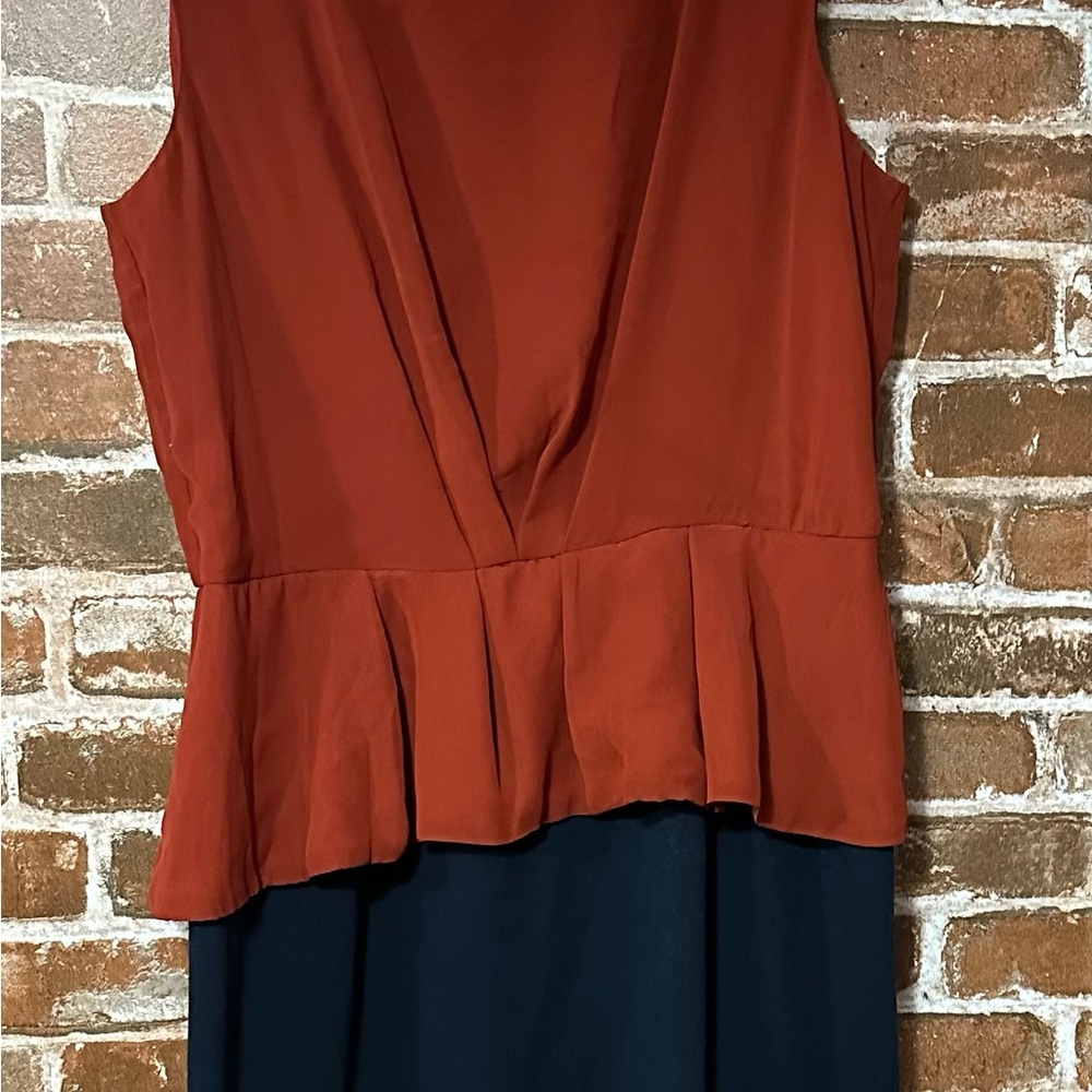 NWOT Infocus Studio Sleeveless Mini Dress, Combi of Dark Orange & Blue, Size 14